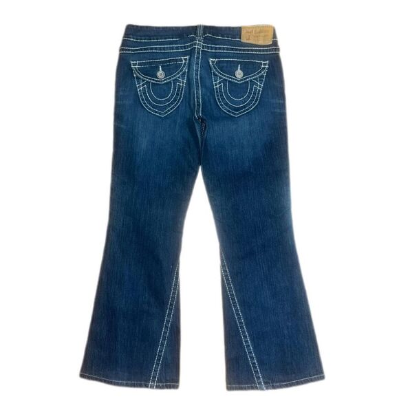 Vintage Y2K 2000 True Religion Women's Dark Denim Jeans with White Stitch SZ 32 - Picture 2 of 5